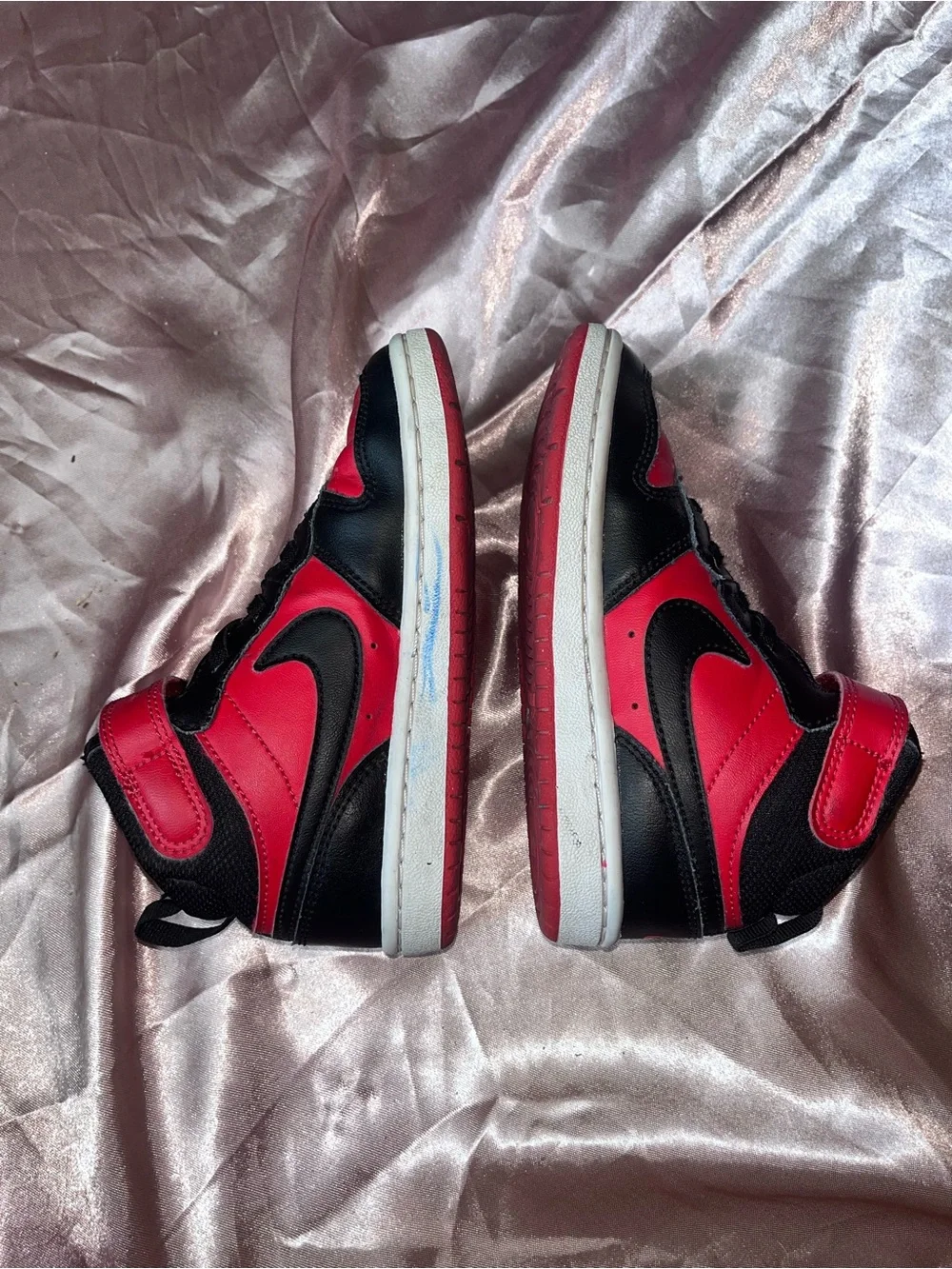 Nike Kids High-Top Sneakers in Red and Black